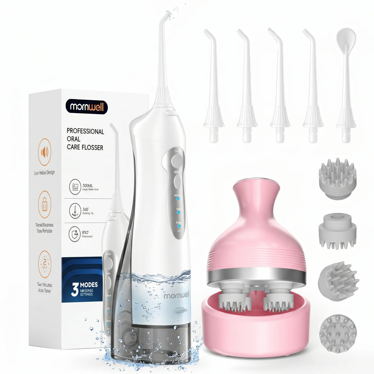 Portable Oral Irrigator and Electric Scalp Massager Kit