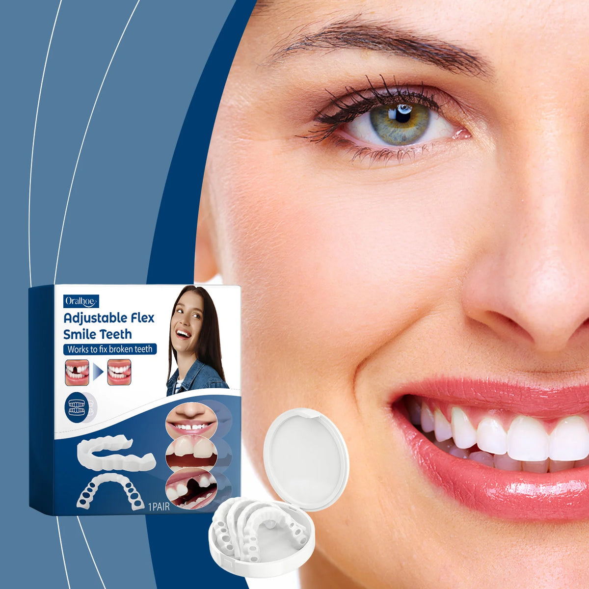 Adjustable Snap-On Smile Veneers for Missing Teeth