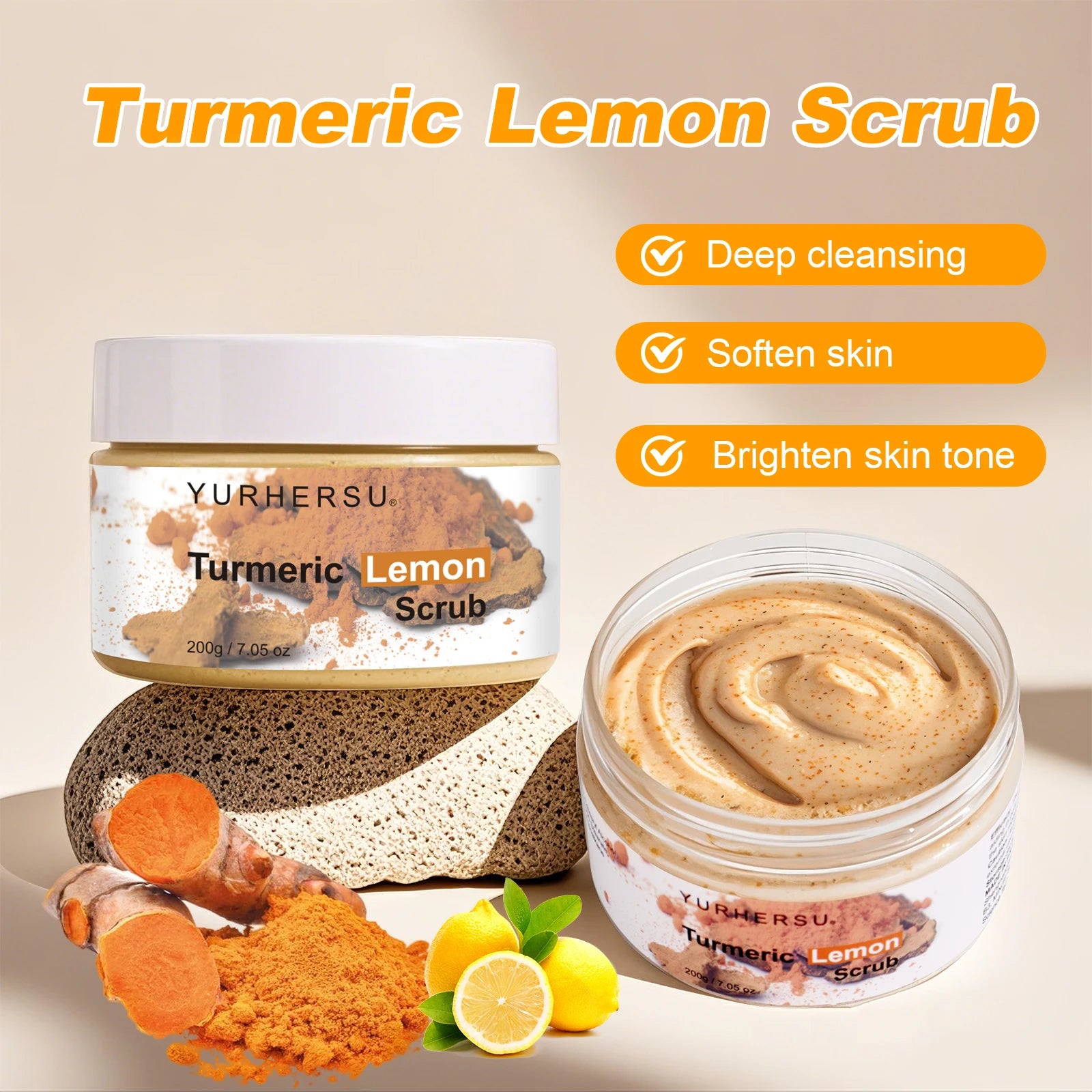 Turmeric Vitamin C Exfoliating Body Scrub Brightening Skincare 200g - 3