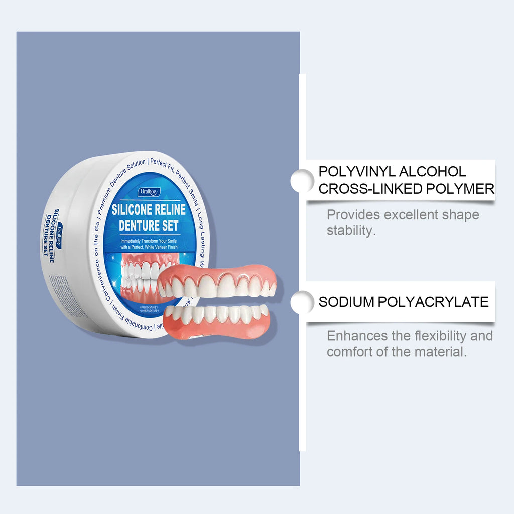 Silicone Dental Reline Kit for Temporary Tooth Repair and Smile Veneers