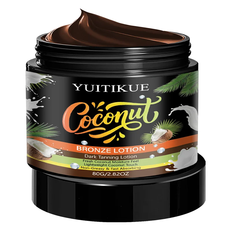 YUITIKUE Coconut Bronze Lotion Dark Tanning Cream Sunless Glow 80g