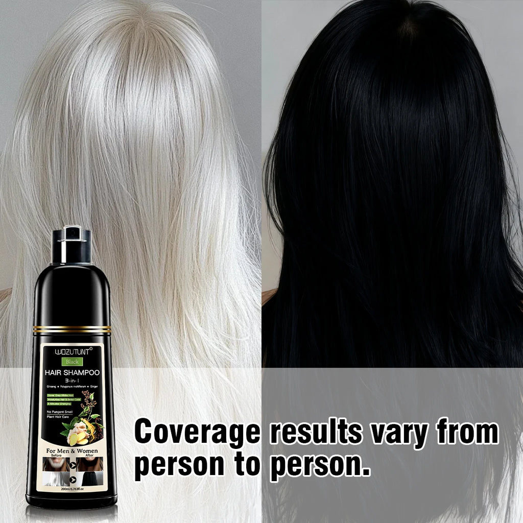 3 in 1 Black Hair Dye Shampoo and Soap for Gray Hair Coverage