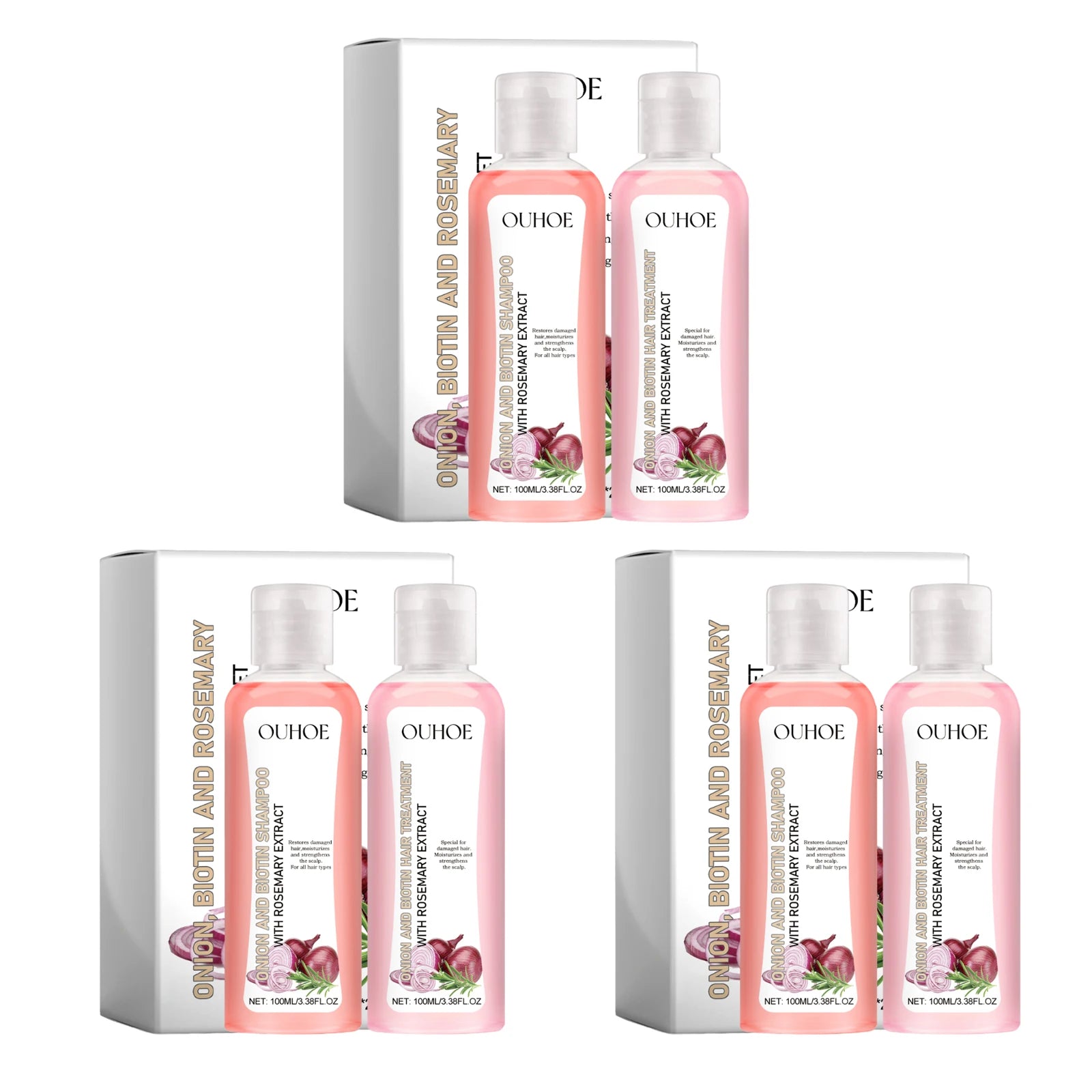 Biotin and Rosemary Onion Extract Hair Shampoo and Conditioner Set - 12