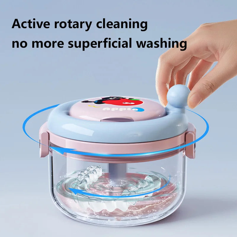Portable Denture Cleaning Case with Rotary Brush - 1