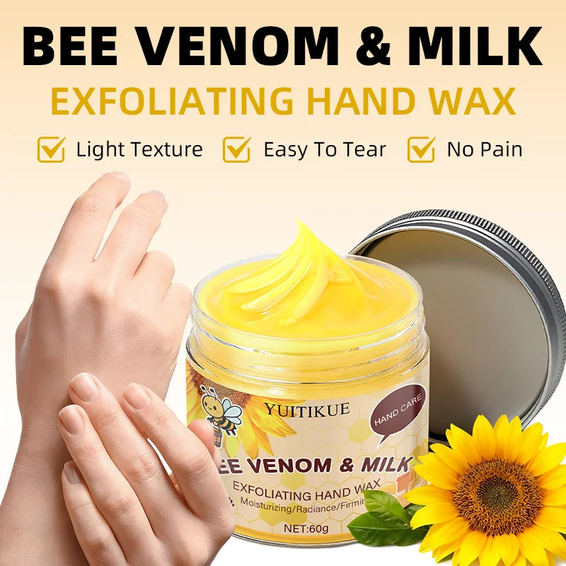 YUITIKUE Bee Venom Milk Hand Wax Exfoliating Mask for Smooth Skin - 6