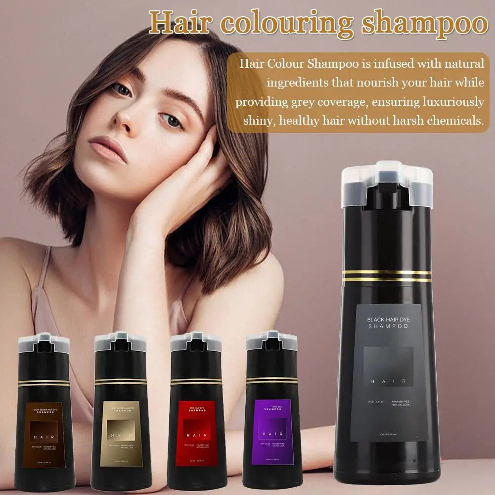 200ML Instant Hair Color Shampoo for Gray Hair Coverage - 3