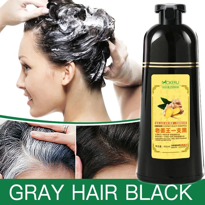 Natural Ginger Herbal Hair Dye Shampoo 500ml for Gray Hair Coverage