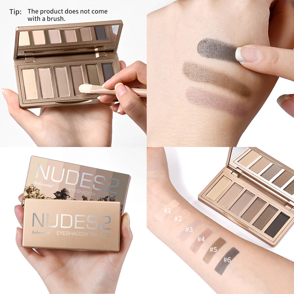 6-Color Matte Eyeshadow Palette with Brush Set - 16
