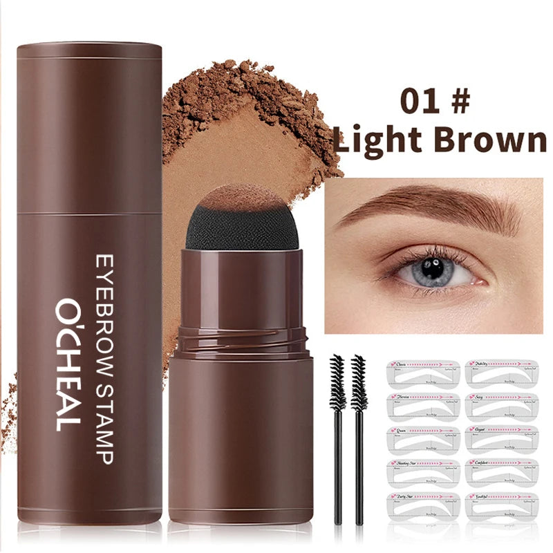 OCHEAL Eyebrow Stamp Kit Waterproof Brow Powder Makeup Stencil Set