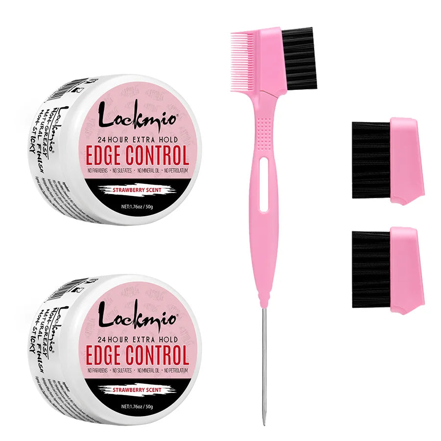 Lockmio Edge Control Hair Wax and Styling Brush Set for Flyaways - 1