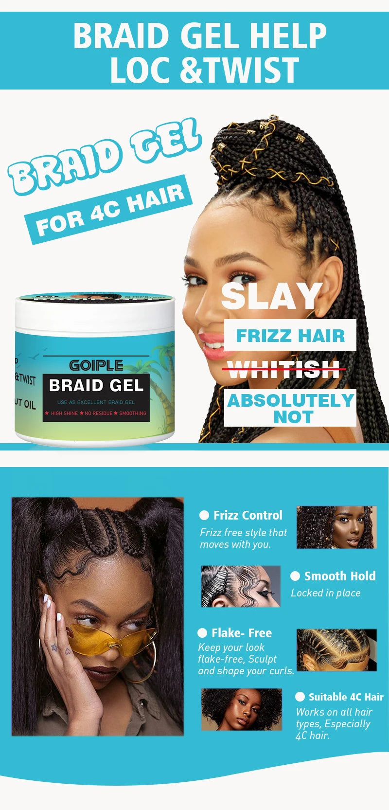 2 Braid Foam Control Mousse and 100g Tea Tree Mint Braid Styling Gel - 12