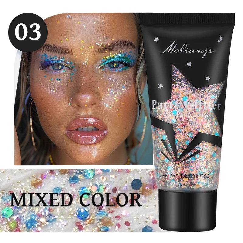 Molianji Glitter Gel Face and Body Shimmer Makeup for Parties - 31