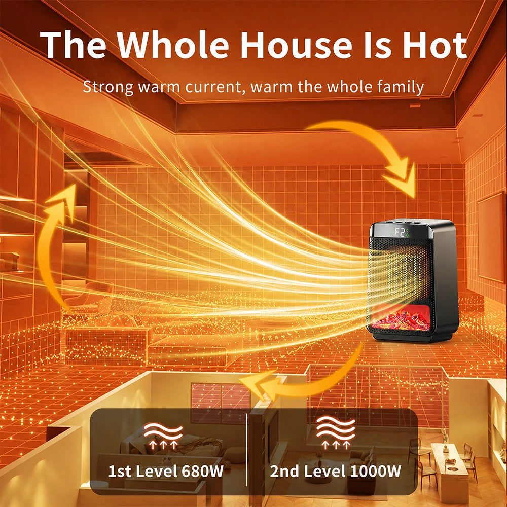 Portable Electric Space Heater with Flame Effect - 21