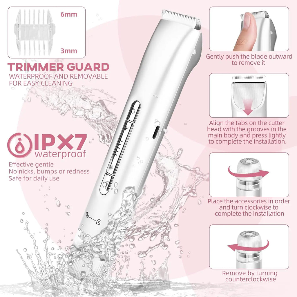 2-in-1 Waterproof Electric Bikini Trimmer and Body Shaver