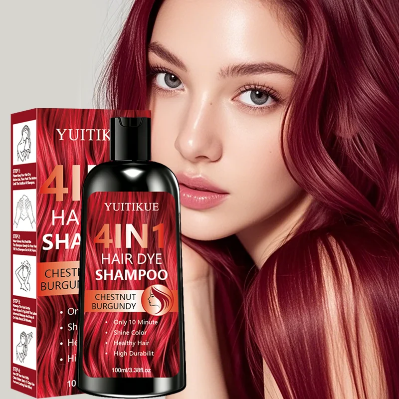 Chestnut Burgundy 4 in 1 Instant Hair Dye Shampoo 100ml - 10