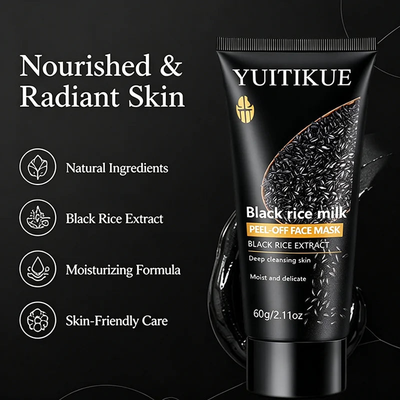 YUITIKUE Black Rice Milk Peel Off Face Mask Deep Cleansing Facial Mask