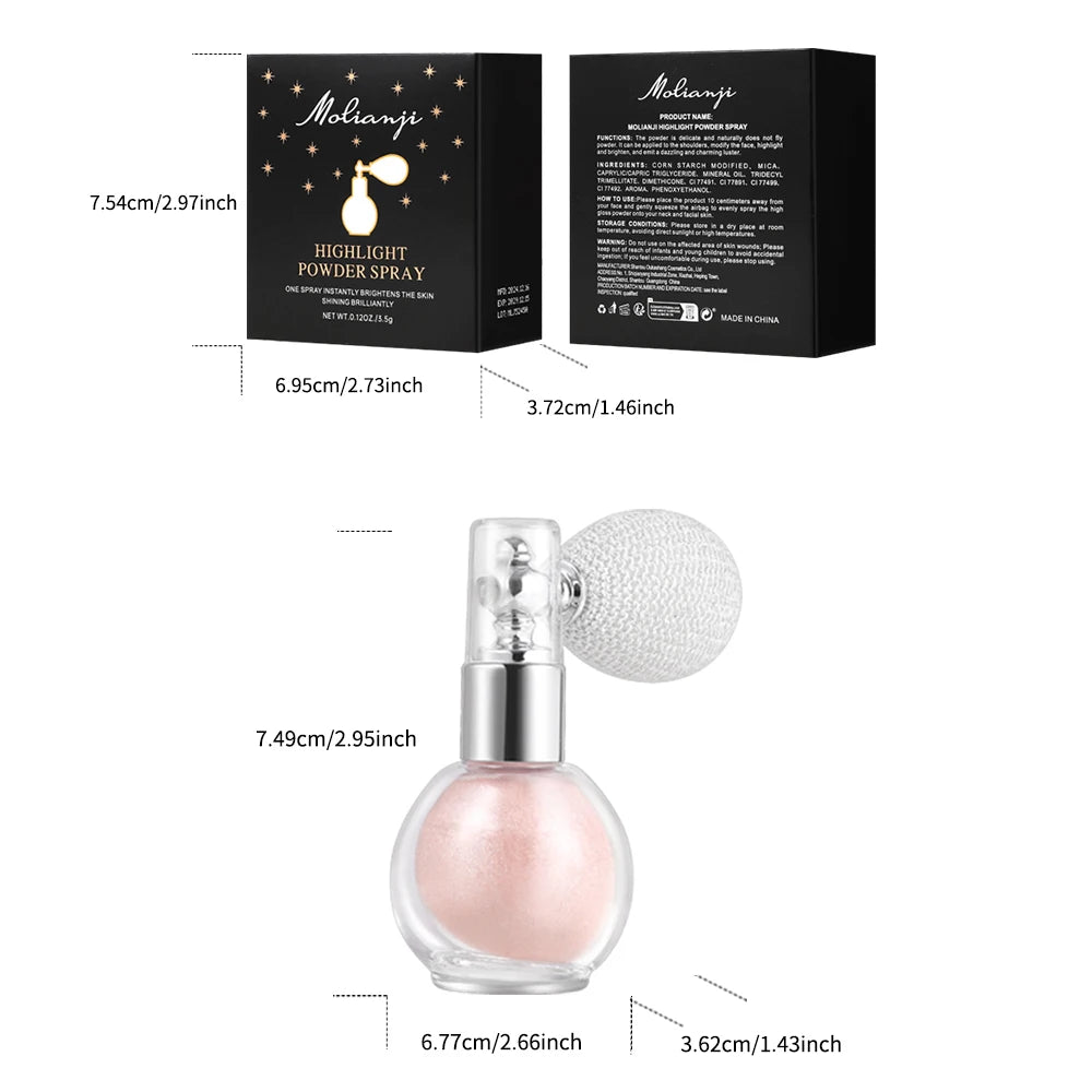 Flash Spray Glitter Highlighter Makeup for Face Body and Neck