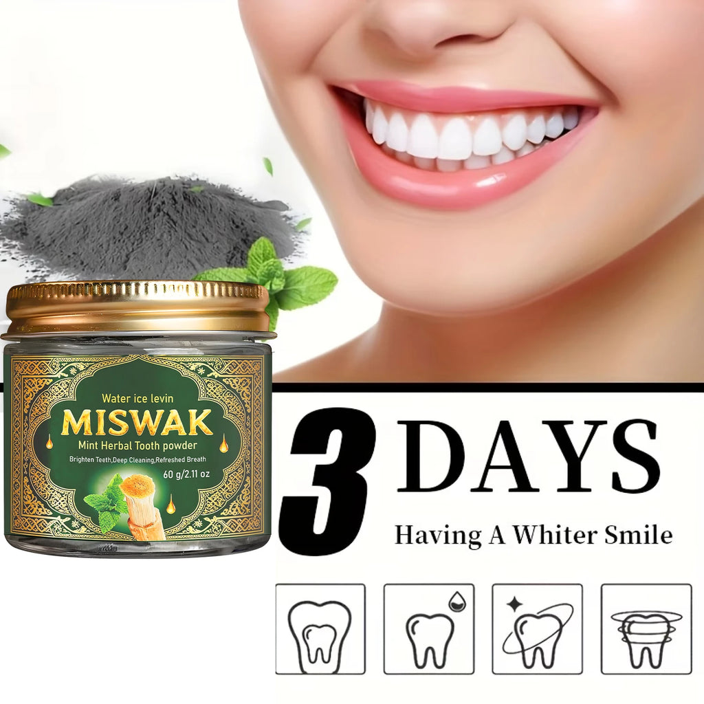 Miswak Mint Herbal Tooth Powder Charcoal Teeth Whitening 60g