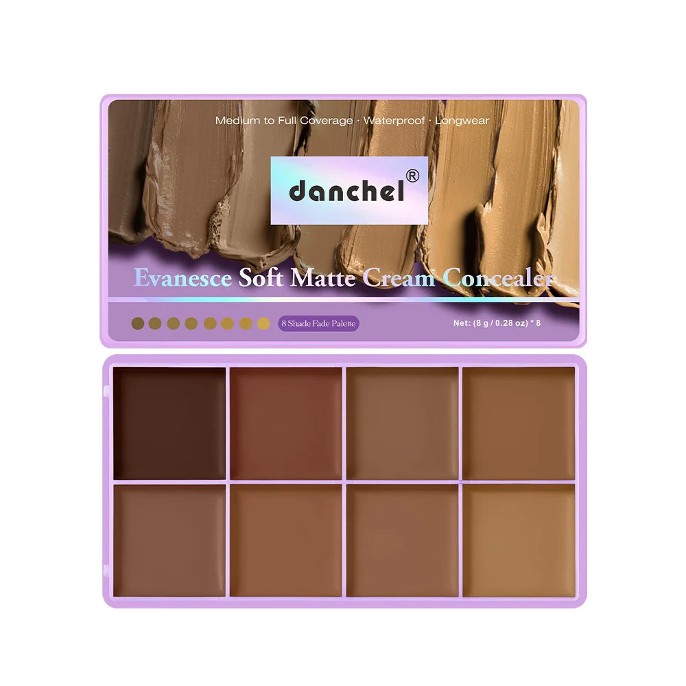 8-Shade Waterproof Cream Concealer Palette for Full Coverage - 25