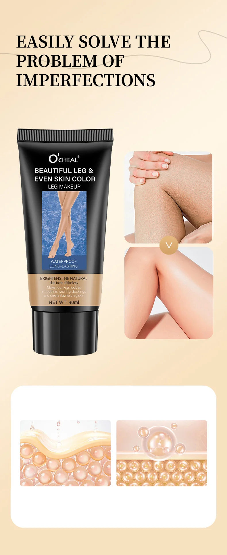 O'CHEAL Leg Makeup Concealer Waterproof Airbrush Finish Foundation