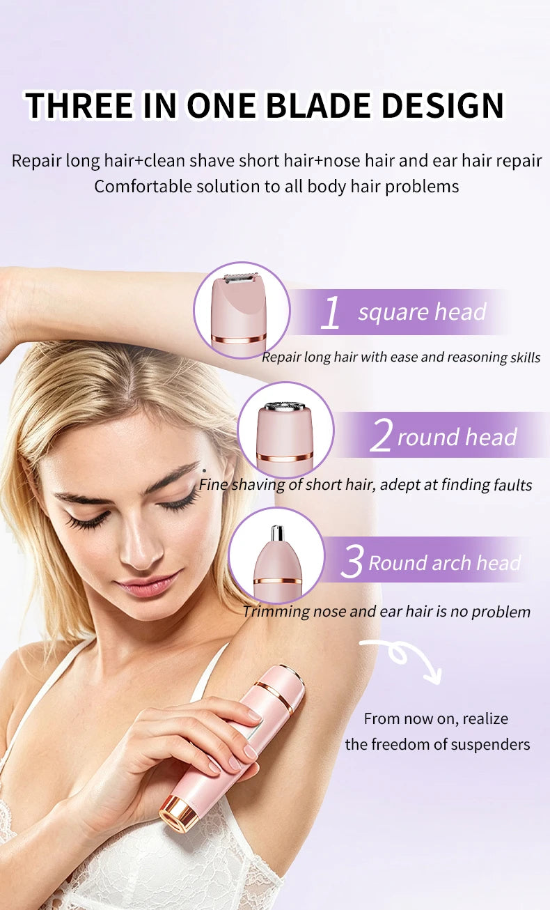 3-in-1 Waterproof Electric Hair Trimmer for Women - 9