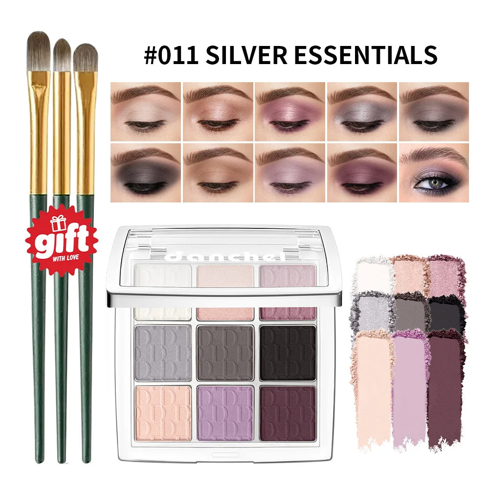9-Color Eyeshadow Palette with Makeup Brush - 22
