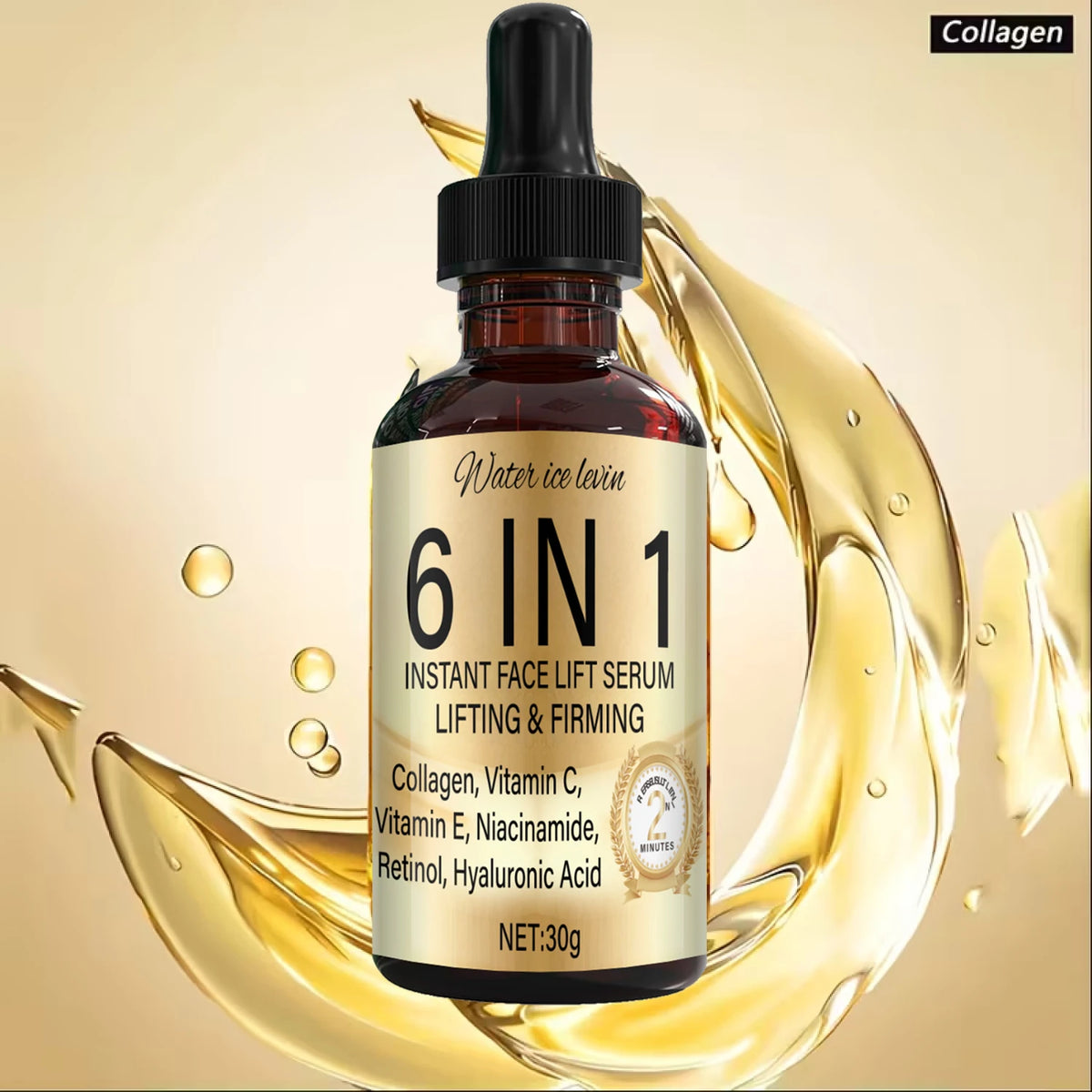 6 in 1 Face Lifting Serum Hyaluronic Acid Retinol Firming Hydrating 30g