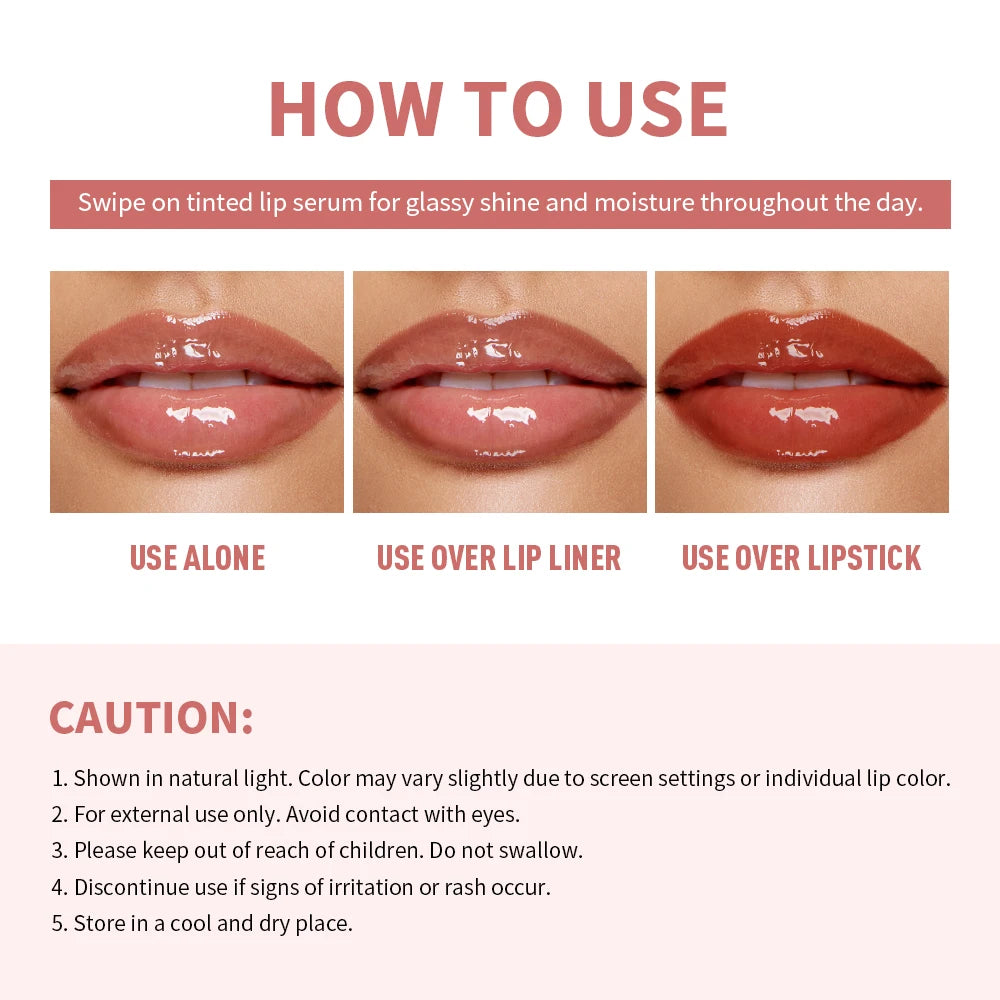 Hydrating Tinted Lip Gloss Serum for Shiny Plump Lips - 12