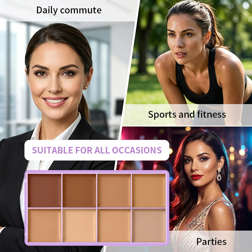 8-Shade Cream Concealer Palette for Face Contouring and Highlighting