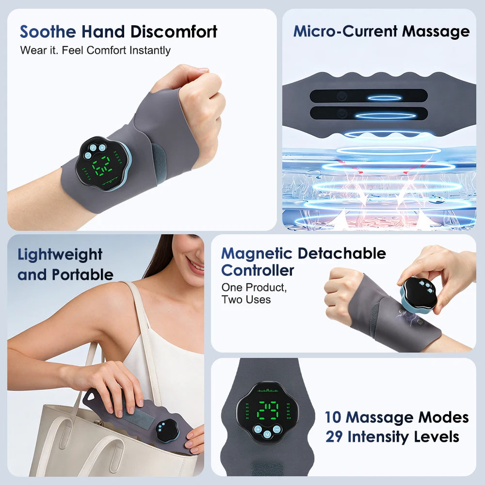 Electric Microcurrent Wrist Massager for Pain Relief