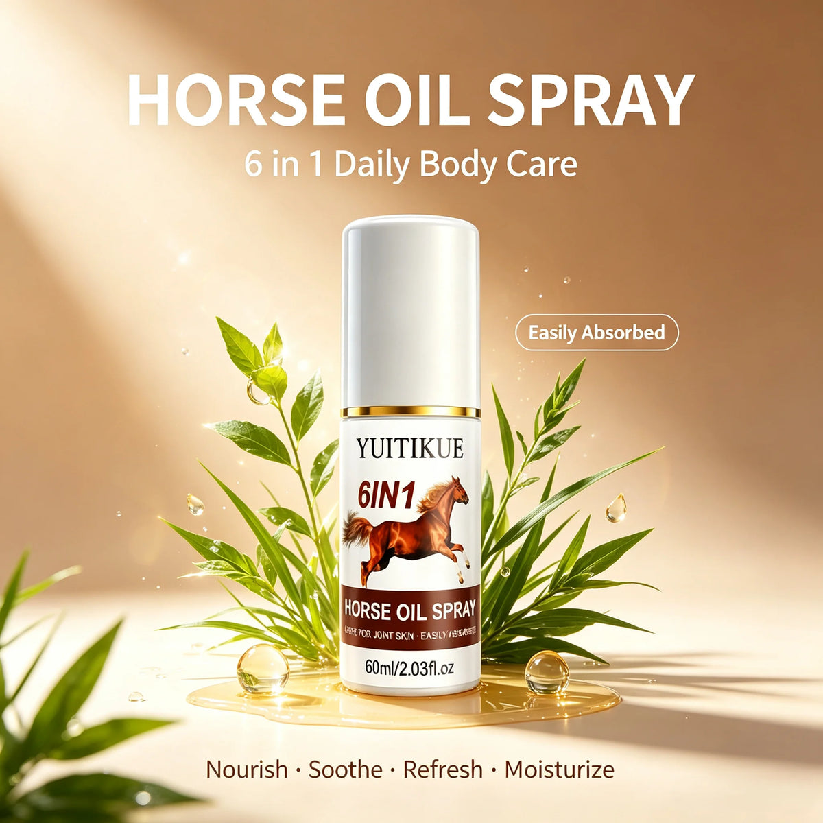 YUITIKUE 6 in 1 Horse Oil Spray Moisturizing Body and Joint Skin Care