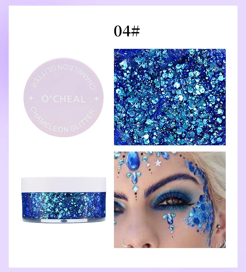 O'CHEAL Chameleon Glitter Gel Body Face and Hair Shimmer Makeup