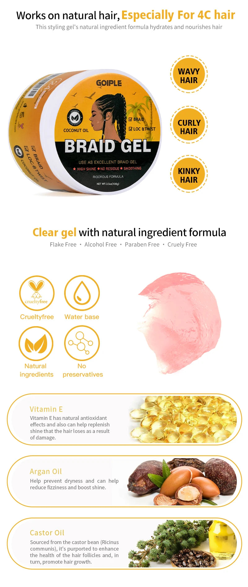 100g Pineapple Scented Braid Gel Smoothing Hairstyle Fixative Cream