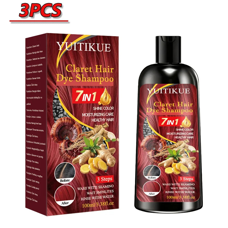 7 in 1 Claret Herbal Hair Dye Shampoo 100ml - 19