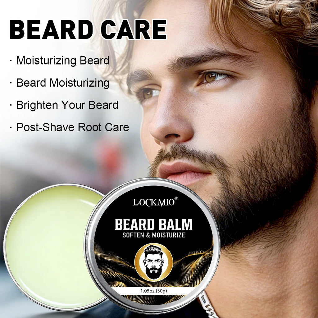 LOCKMIO Beard Care Kit Men Grooming Set Oil Balm and Styling Tools