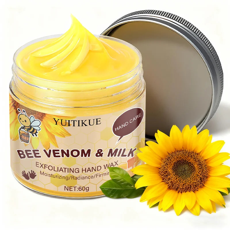 YUITIKUE Bee Venom Milk Hand Wax Exfoliating Mask for Smooth Skin - 8