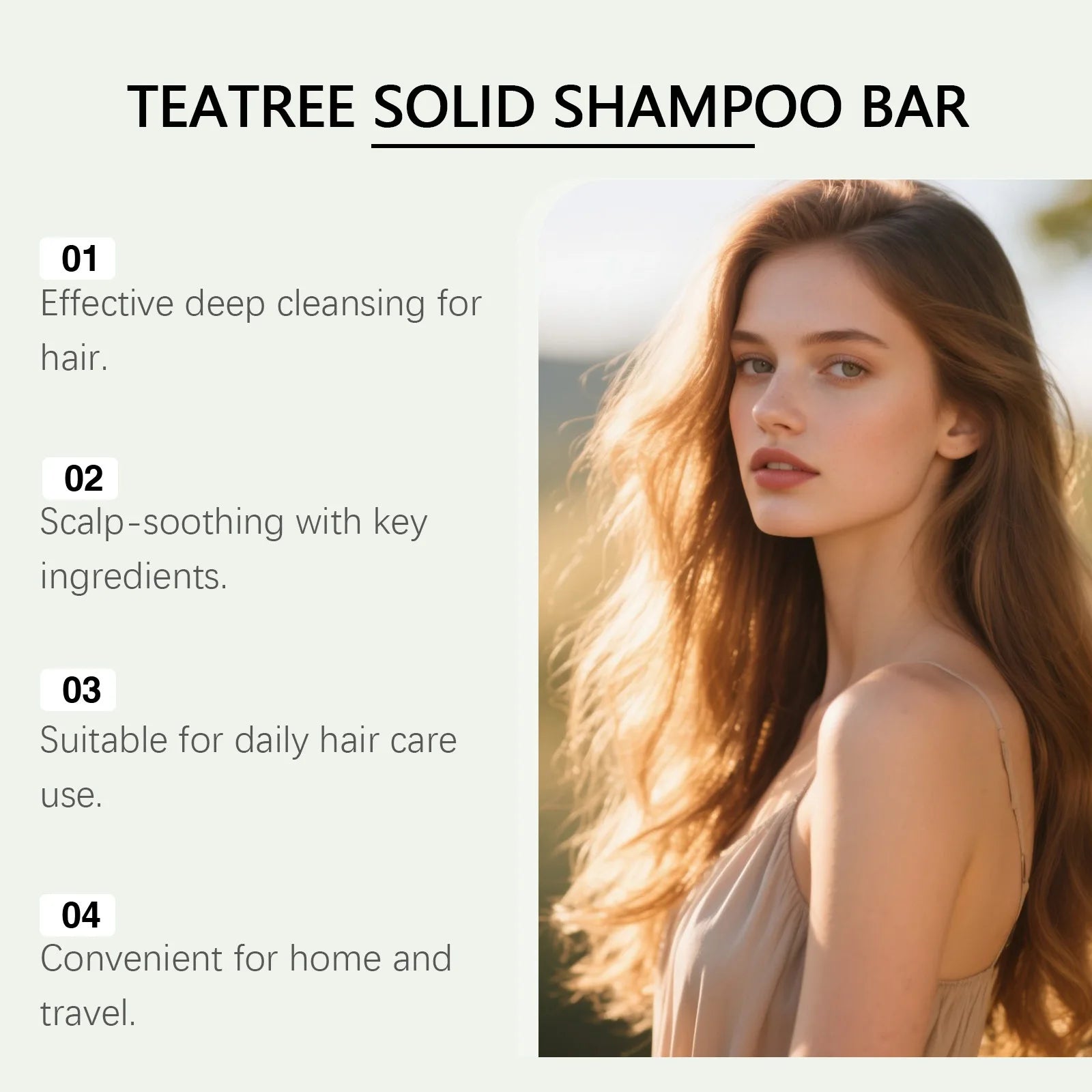 Tea Tree Oil Solid Shampoo Bar 60g Hair Cleansing and Volumizing Soap