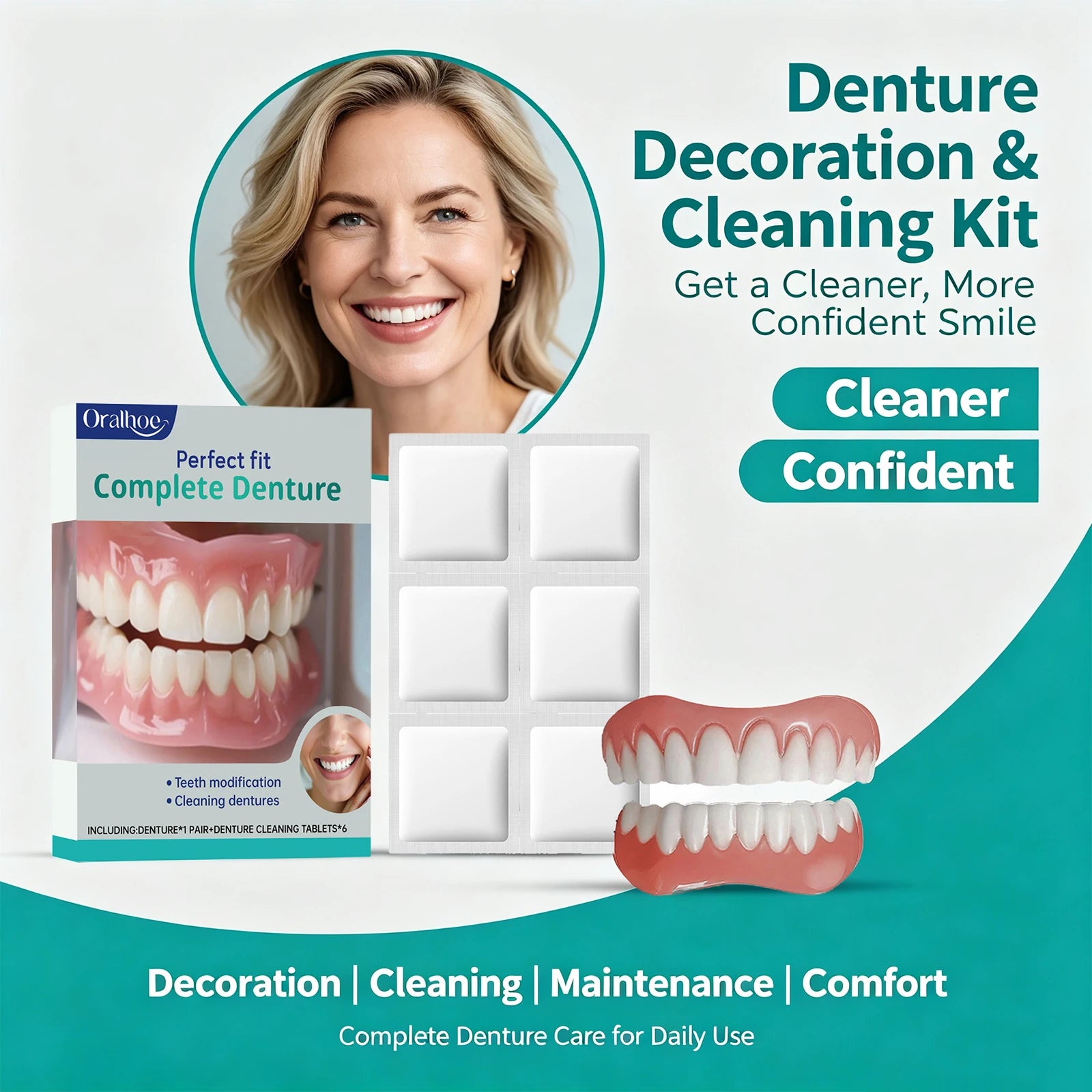 Cosmetic Denture Kit for Missing or Stained Teeth - 2