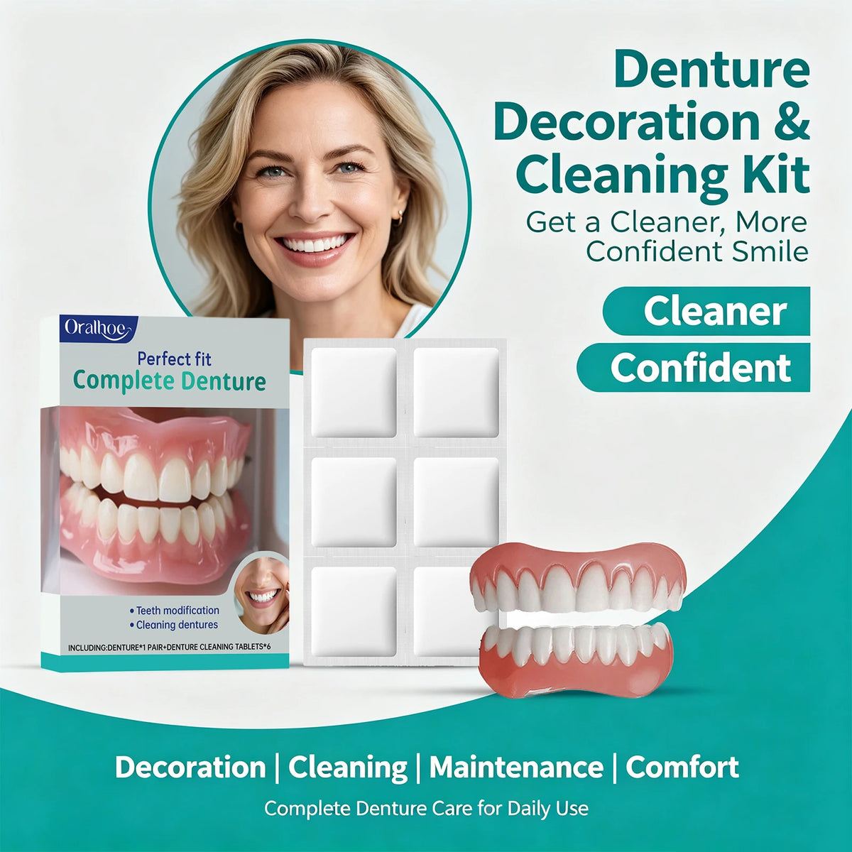 Cosmetic Denture Kit for Missing or Stained Teeth