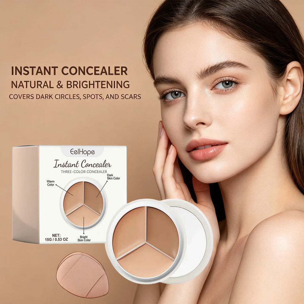 3-Color Cream Concealer Palette for Flawless Coverage