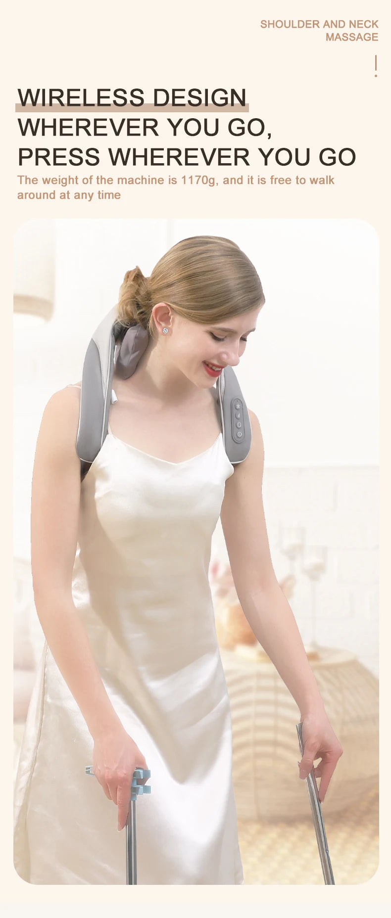 Wireless 6D Deep Tissue Neck and Shoulder Massager with Heat