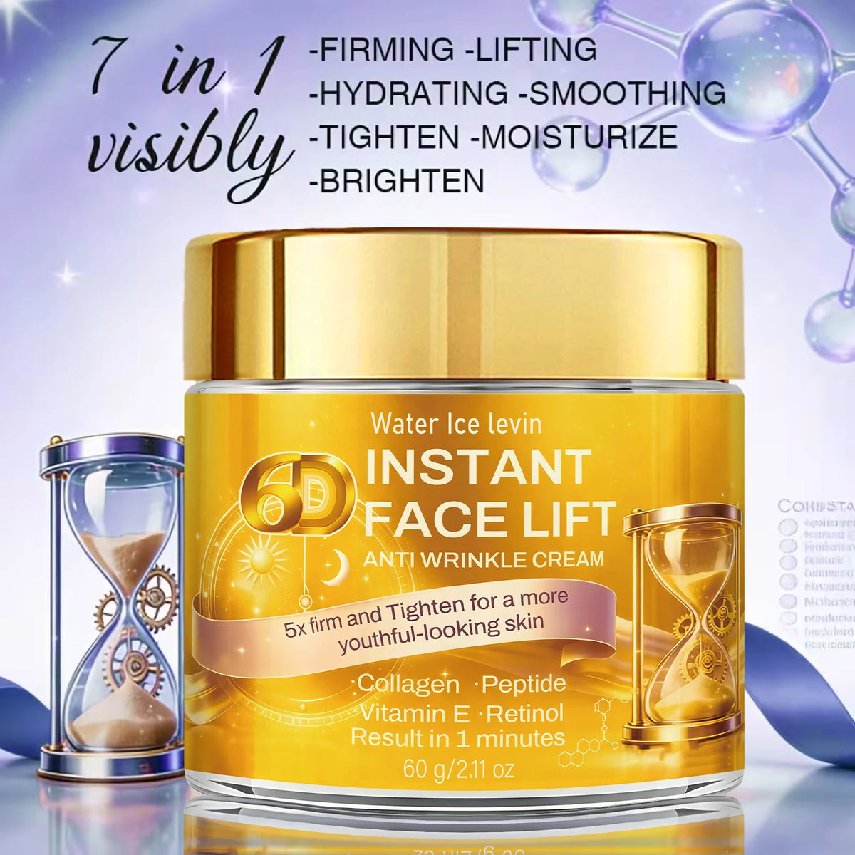 Retinol Face Cream Anti Aging Collagen Peptide Firming Moisturizer 60g