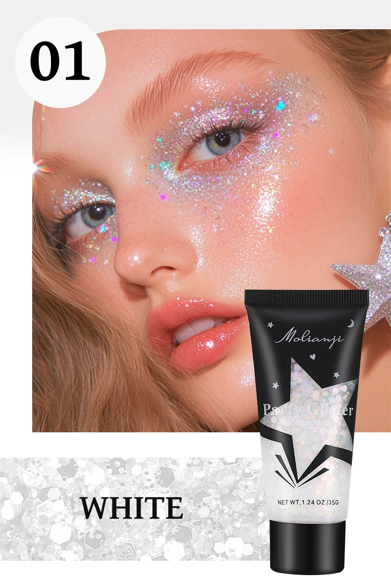 Molianji Glitter Gel Face and Body Shimmer Makeup for Parties - 14