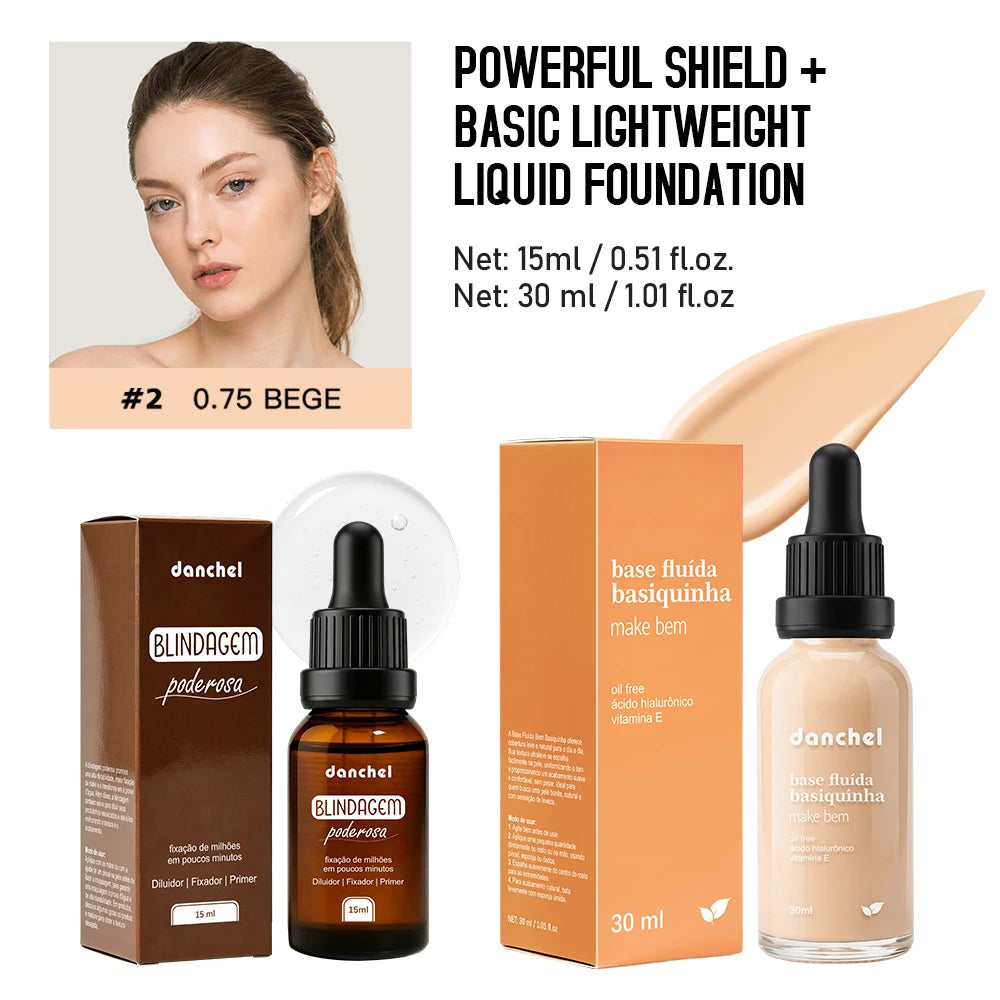 Liquid Foundation and Primer Makeup Set for Long-Lasting Coverage
