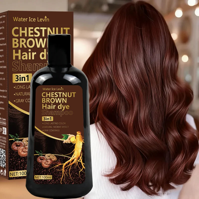 Chestnut Brown 3-in-1 Hair Dye Shampoo with Ginger and Ginseng 100g