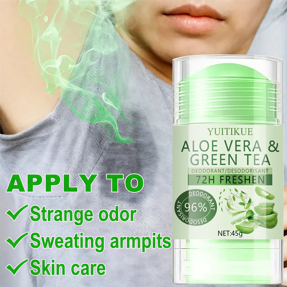 YUITIKUE Aloe and Green Tea Deodorant Stick 72H Odor Control