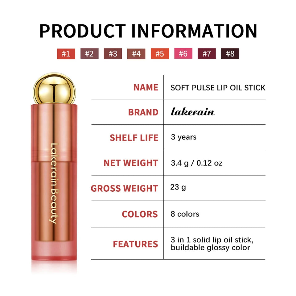 3-in-1 Tinted Hydrating Lip Oil Stick for Glossy Plump Lips - 18