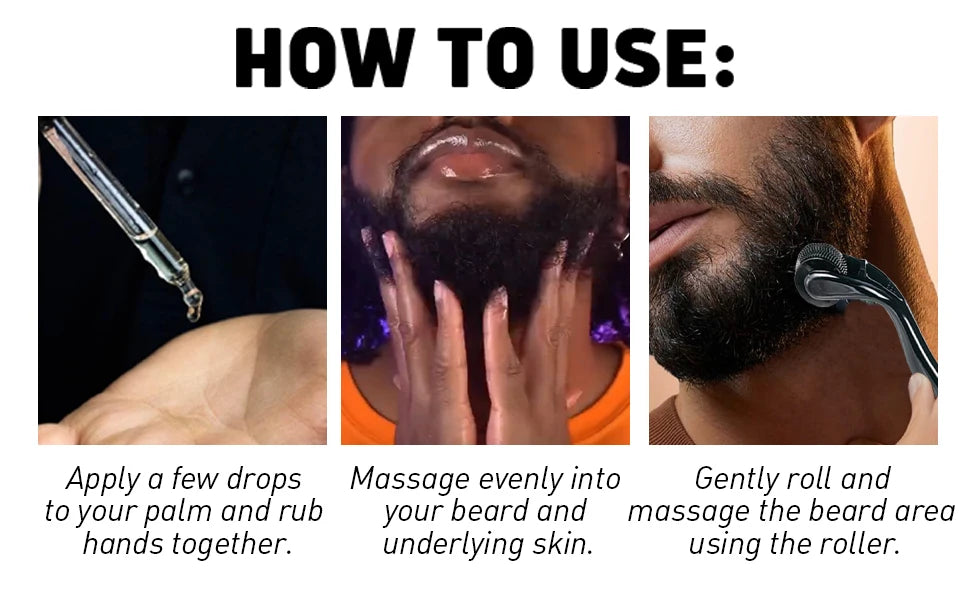 Beard Growth Kit Sandalwood Beard Oil and Facial Hair Roller for Men - 9