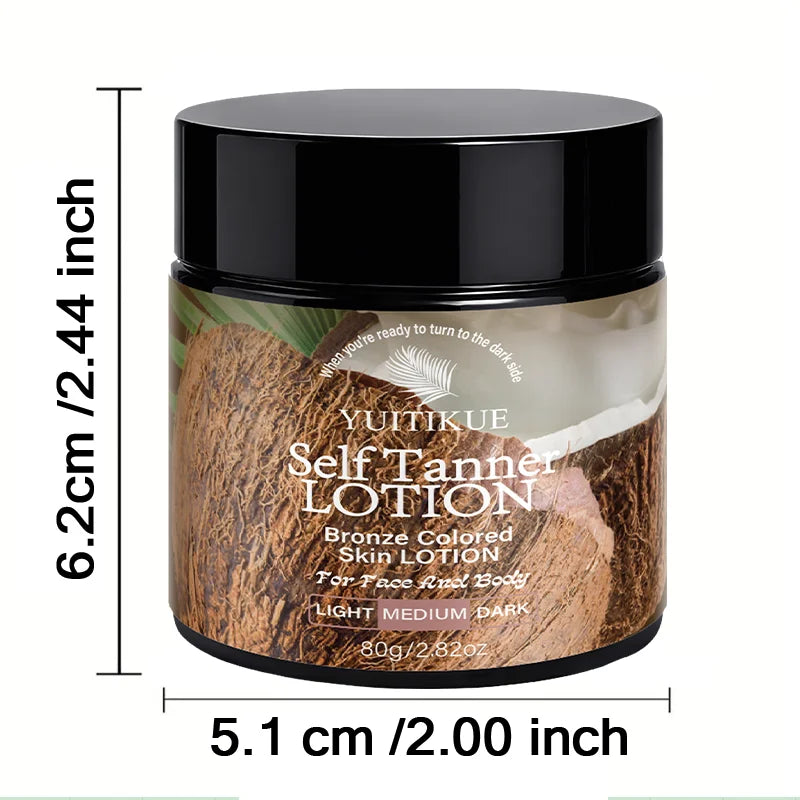 YUITIKUE Coconut Self Tanner Lotion Medium Bronze Sunless Tanning Cream - 16