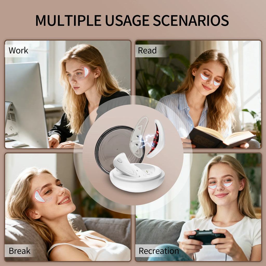 Red Light Microcurrent Eye Massager for Dark Circles